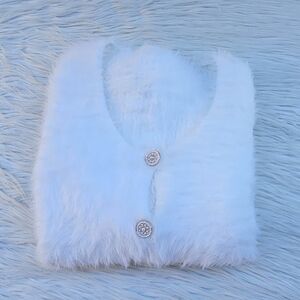 Faux Fleece Casual High-End Personalized Button Women's Cardigan